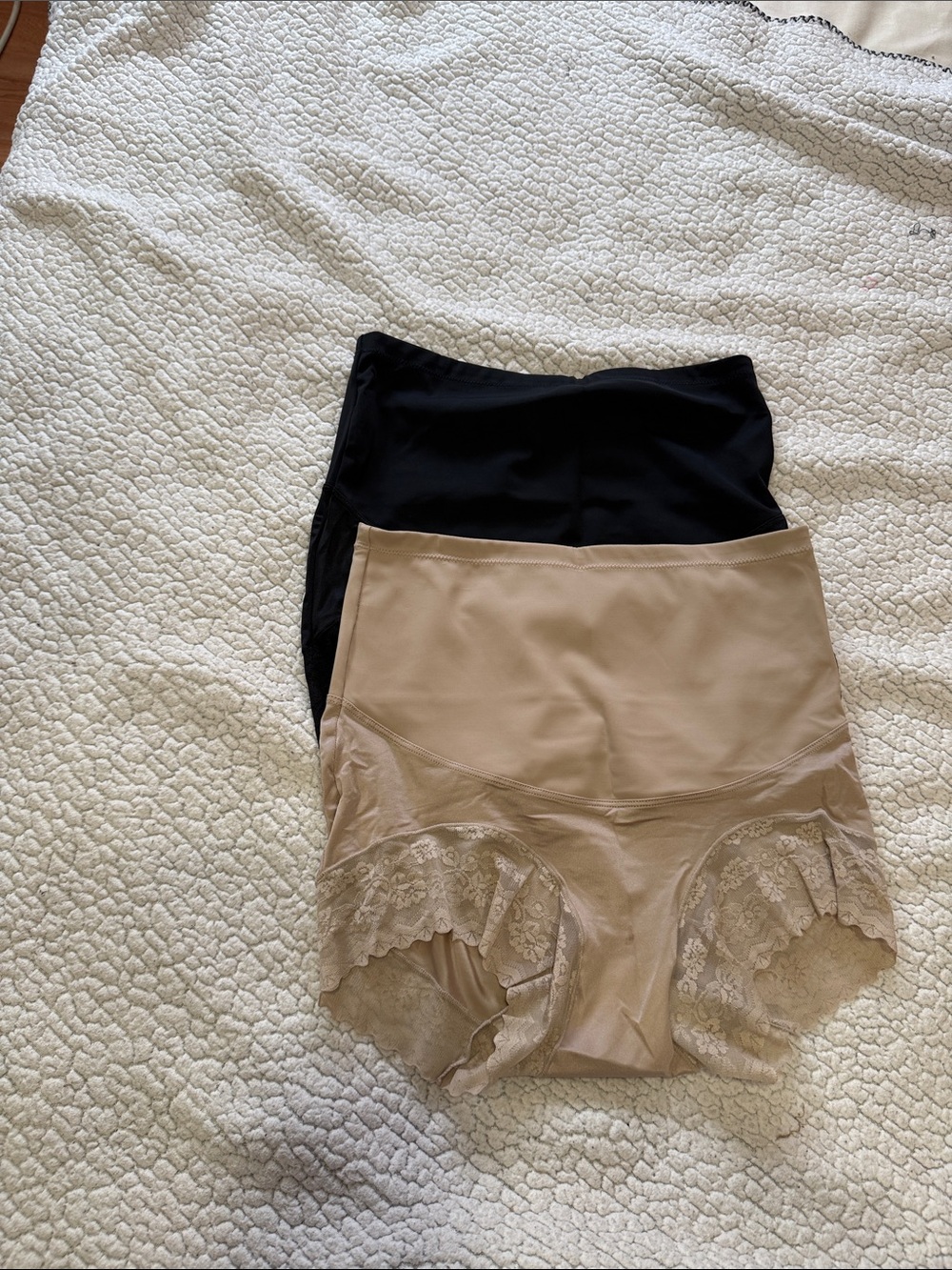 High-Waist Black Lace Trim Shaping Briefs